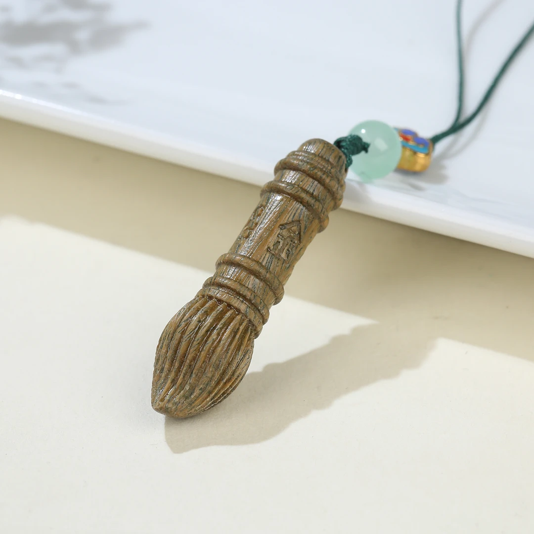 【麦子家族】绿檀文昌笔吊坠毛笔钥匙扣挂件多用途挂件D0984