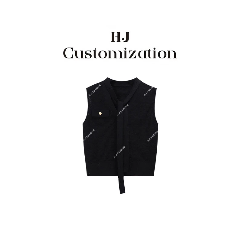 【 H·J 】“精致翘楚”时髦精从容松弛感飘带背心马甲8355