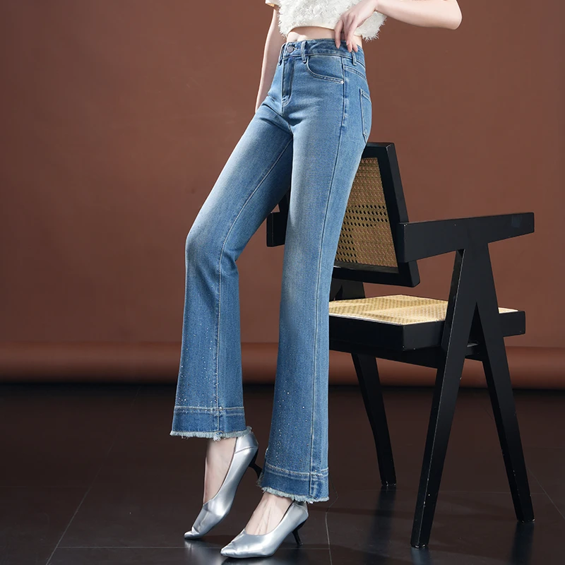 气质时尚修身显瘦牛仔裤2025春季新款韩版高腰洋气减龄纯色鱼尾裤