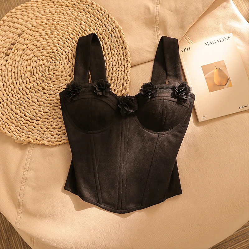 高级感束腰鱼骨吊带背心女修西装内搭带胸垫美背内衣抹胸上衣外穿