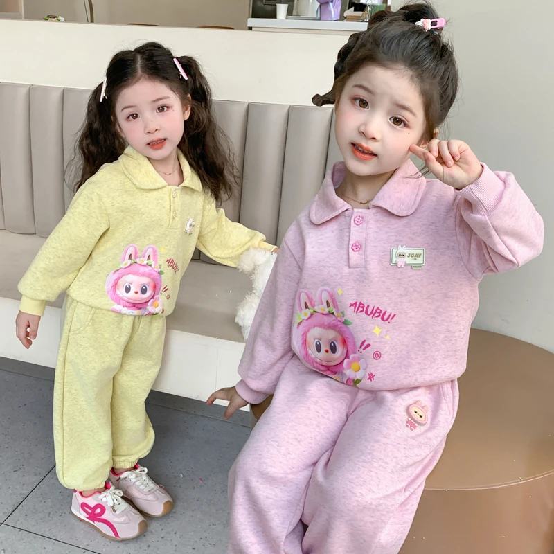 女童POLO领套装洋气拉布布翻领两件套小女孩宝宝秋装2025新款韩版