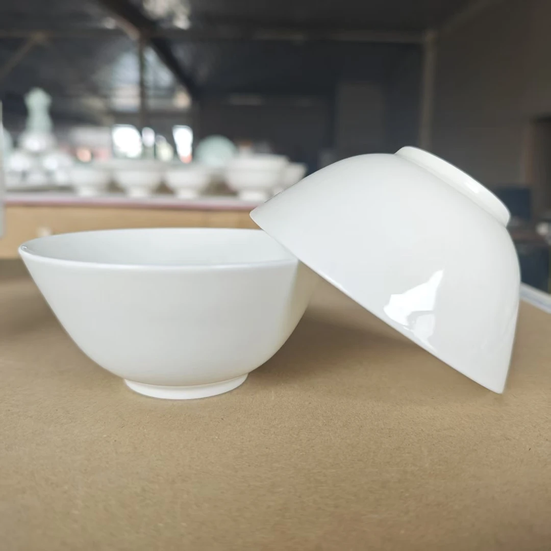 A911①】4英寸斜面碗4只纯白唐山骨瓷家用餐具混级