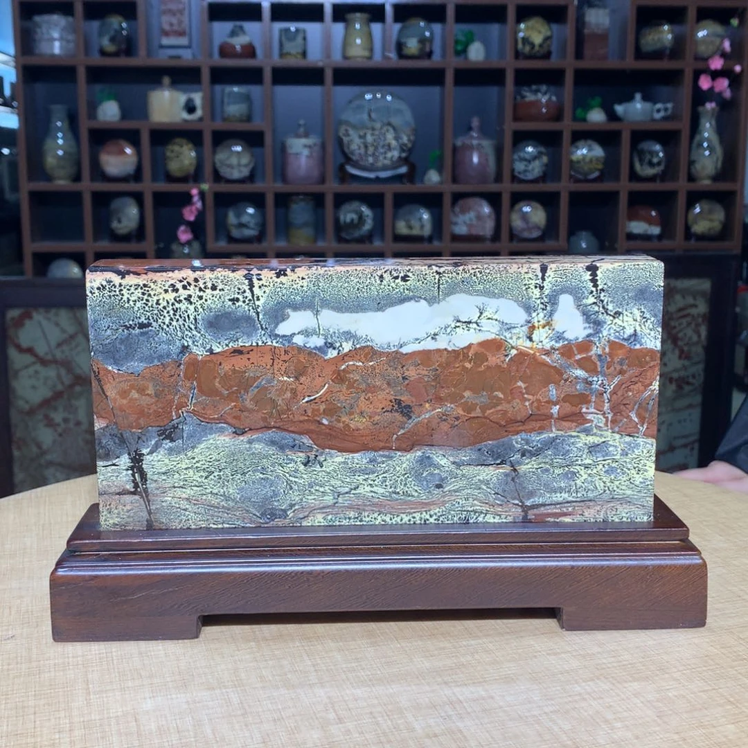 紫砂广西国画石摆件，收藏观赏