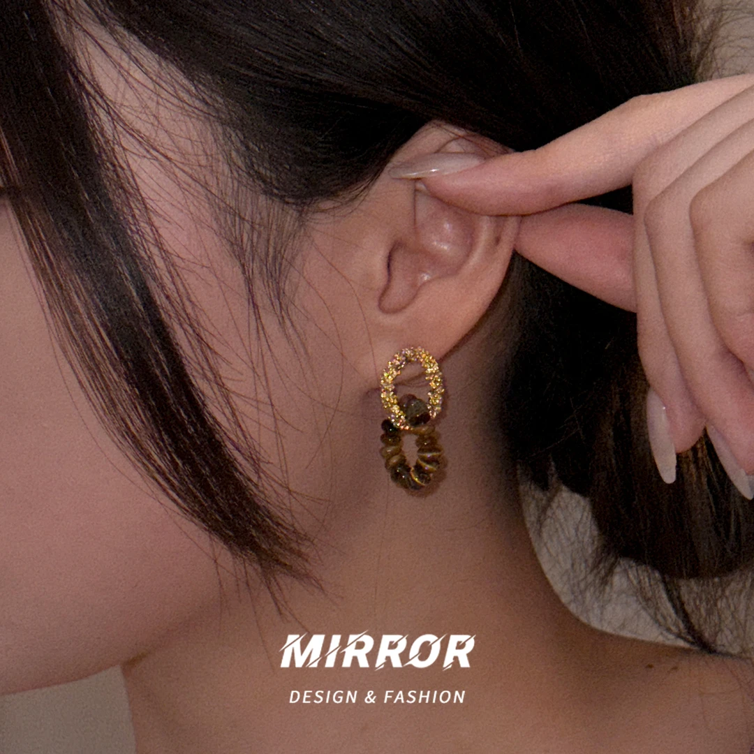 小麋人 925银耳饰 CE9506银针虎眼石耳钉女耳环耳饰简约高级感