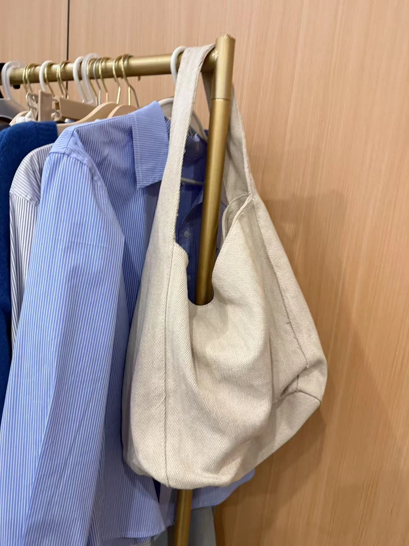 Sevbasks 七七家韩版 麻白色感纹理小众单肩百搭包