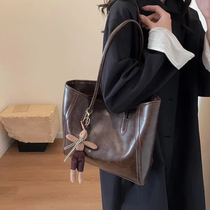 休闲复古托特包女包包秋冬2025新款潮韩国百搭托特包大容量通勤包