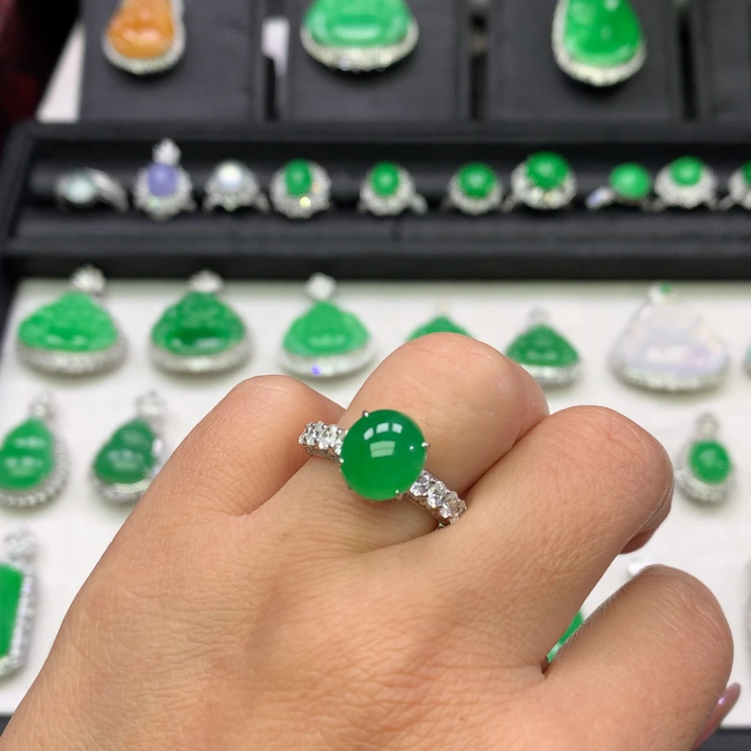 火***财翡翠18K金镶嵌吊坠(不含链)