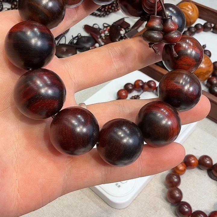 中***技手串/手链交趾黄檀（大红酸枝）黑飘红2.0