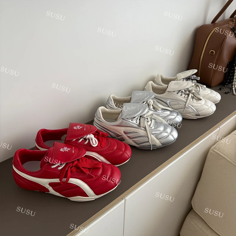 【SUSU】拼色翻盖复古芭蕾德训鞋真皮小众平底低帮女鞋