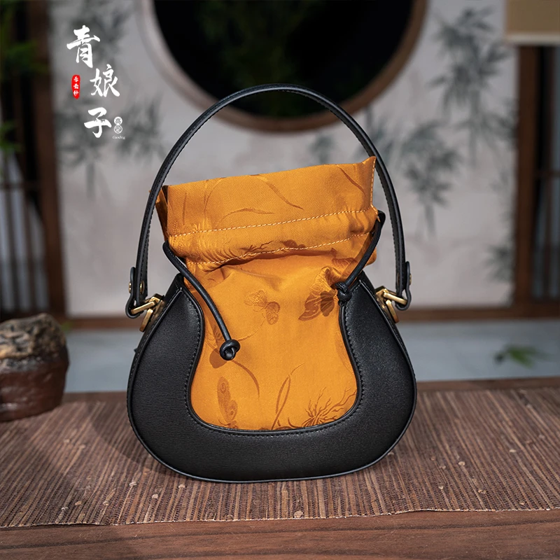 无品牌百搭女士新中式复古国风简约手提包51499