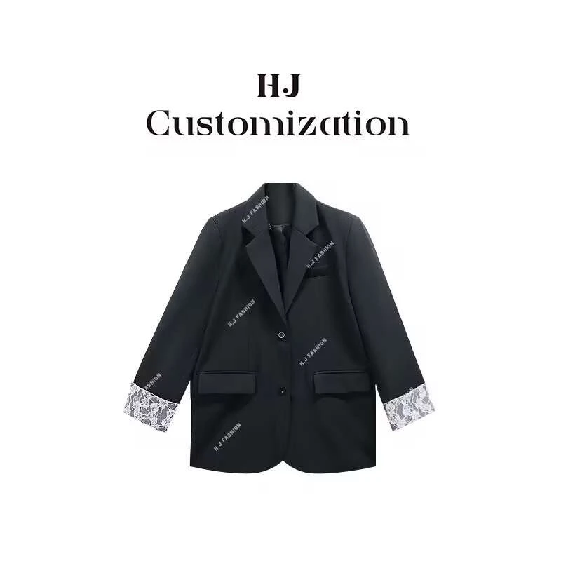 【 H·J 】“杂志主编”高级时髦感袖口拼蕾丝V领西装19276