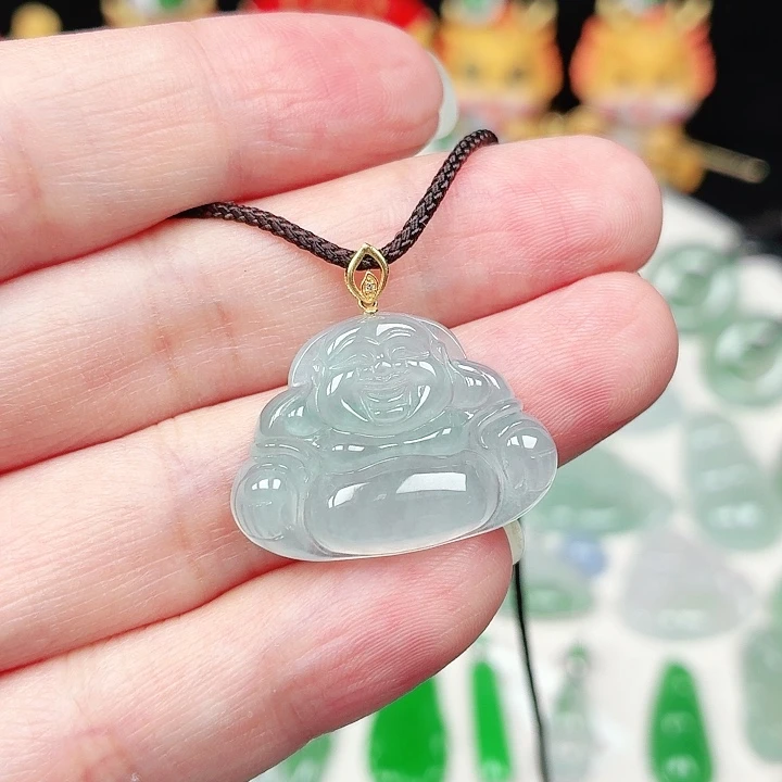 颈饰18K金镶嵌翡翠缅甸天然A货翡翠