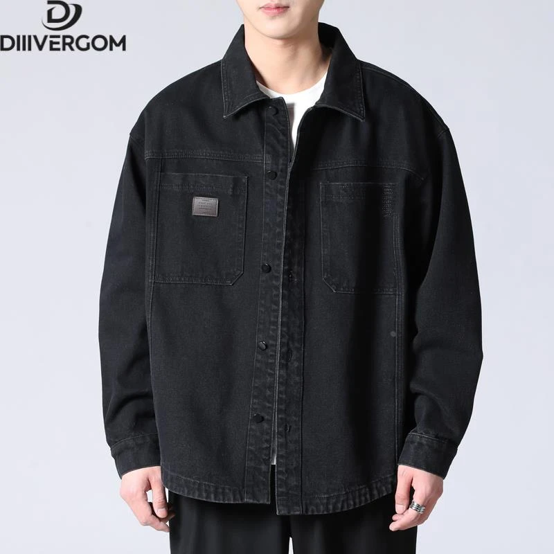 DIIIVERGOM轻奢痞帅轻奢欧美重磅复古牛仔外套男2025春秋新慵懒风