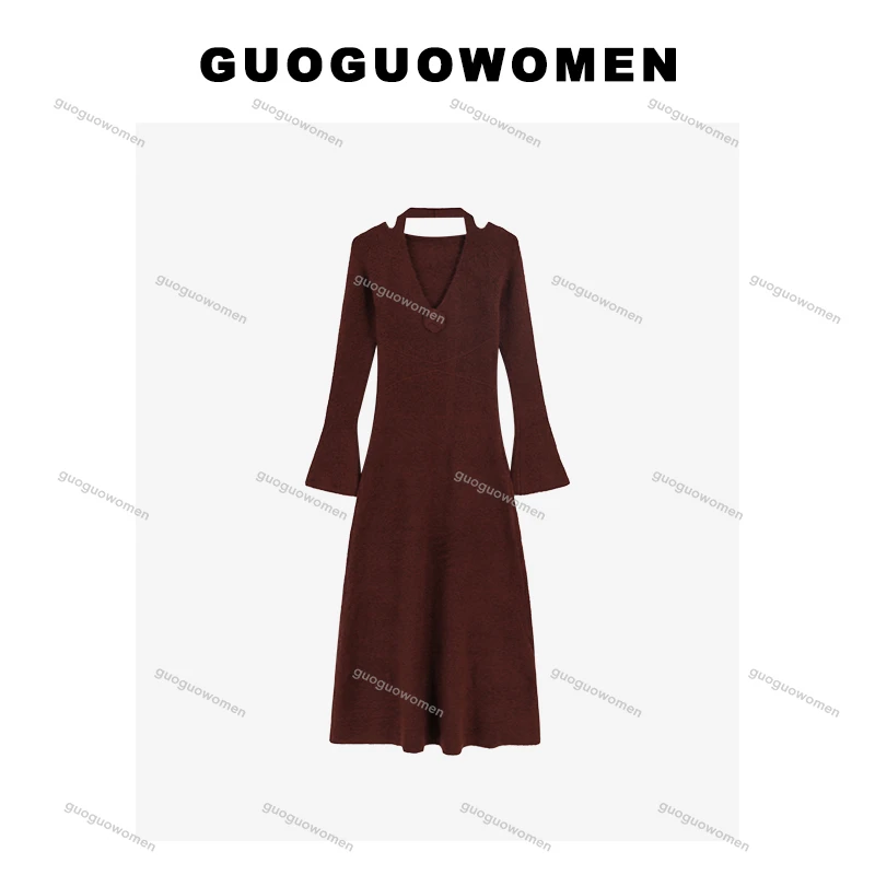 果果家 法式长裙显瘦连衣裙2024秋冬女装质感气质百搭设计师旗袍