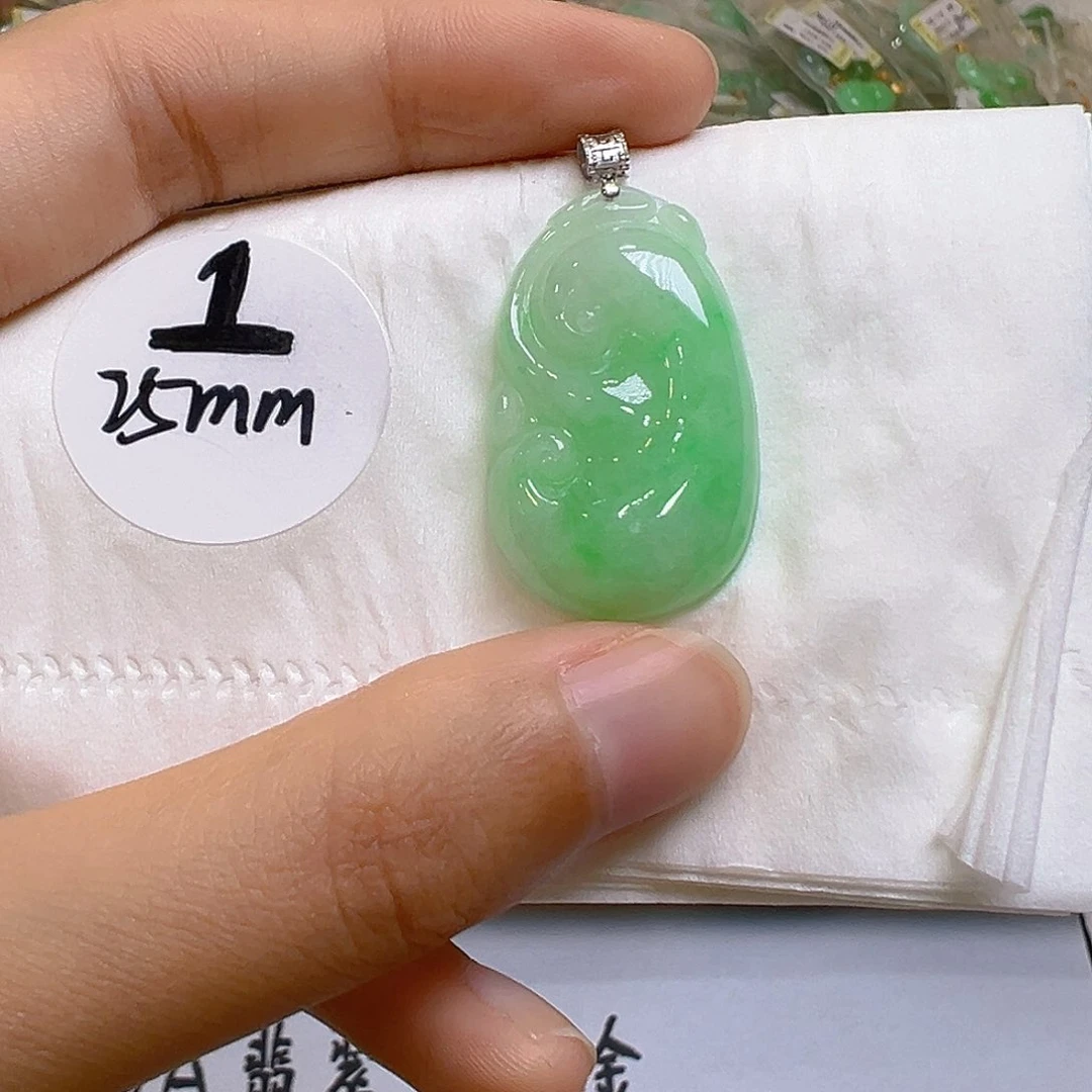 翡翠18K金镶嵌吊坠(不含链)翡翠