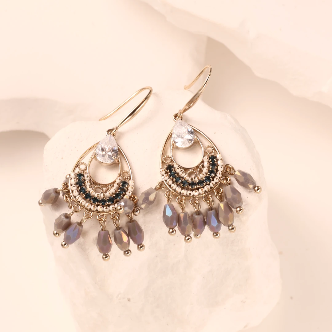 铜合金合成锆石耳饰 铜合金海誓山盟耳钉K885日常百搭ins风