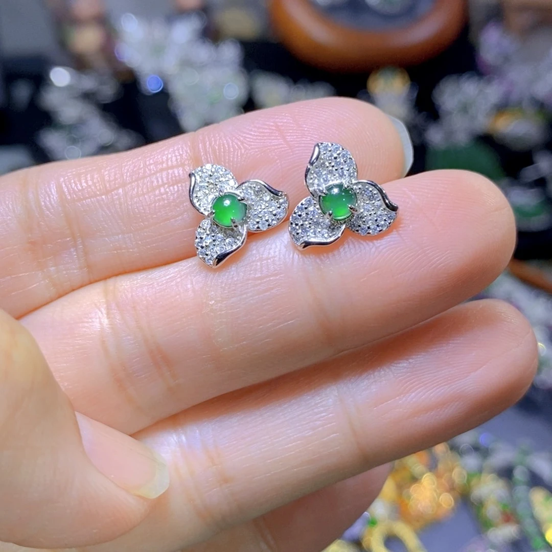 翡翠颈饰银S925镶嵌天然翡翠