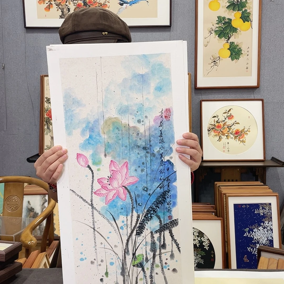 书法手绘带框尺寸：36*69