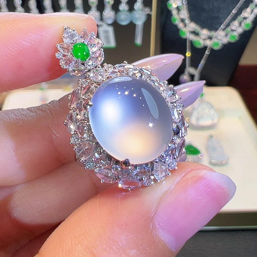 翡翠18K金镶嵌戒指两用款