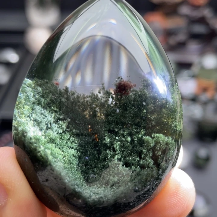 颈饰未镶嵌水晶绿幽灵聚宝盆水滴定制