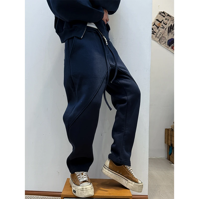 秋冬重磅550g宽松廓形微锥百搭运动弯刀裤卫裤休闲裤男女