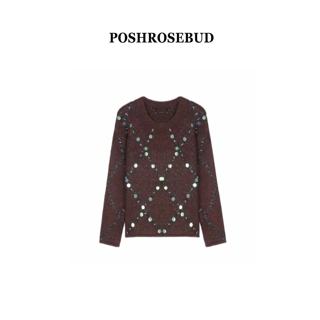 【POSHROSEBUD】胶片记忆&秋冬宽松慵懒风针织衫羊毛衫女1268