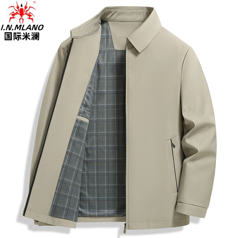 行政夹克外套男士2025春秋季新款商务短款翻领干部装中年爸爸男装