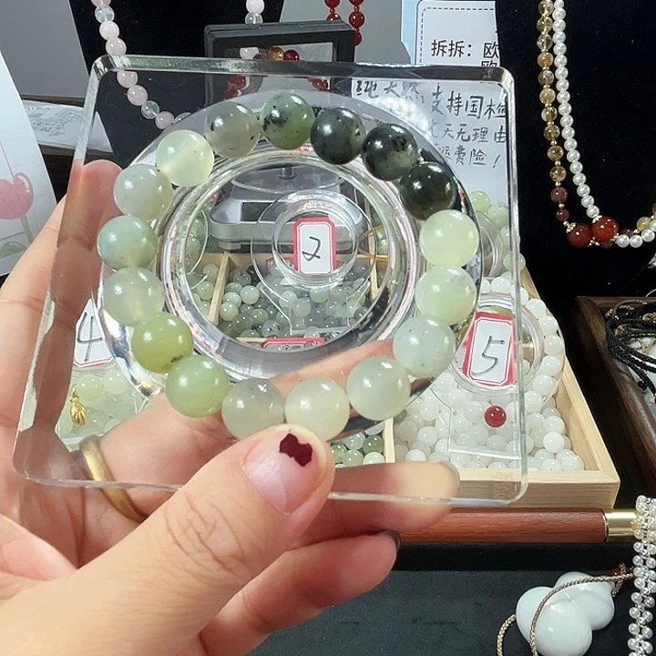 蛇纹石玉合金手链水墨卡12