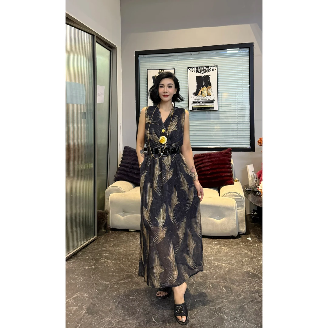 SONG-原创【轻尘初静】定制工艺V领设计显瘦高级气质连衣裙