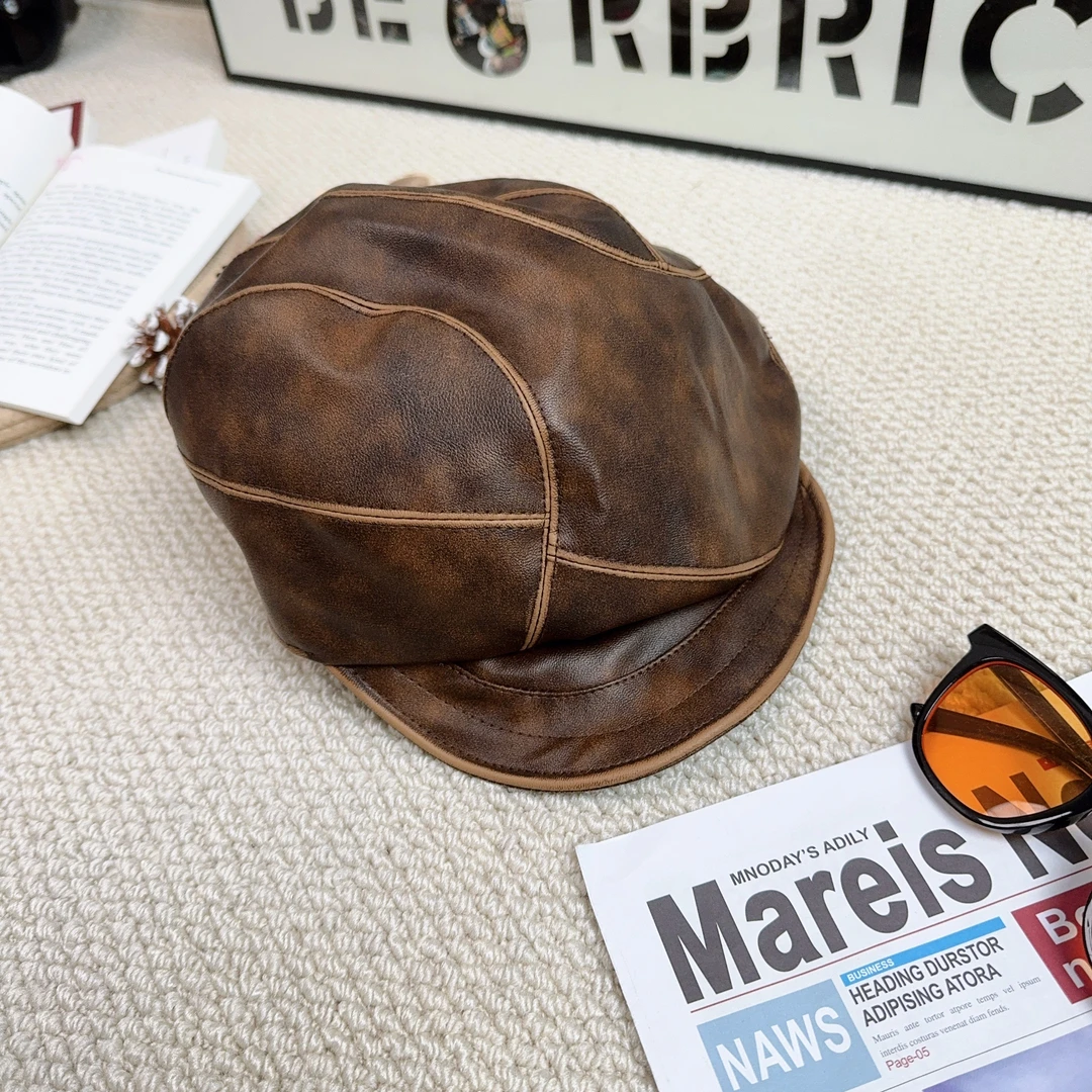 2025春季新款百搭休闲时尚皮贝雷帽9372