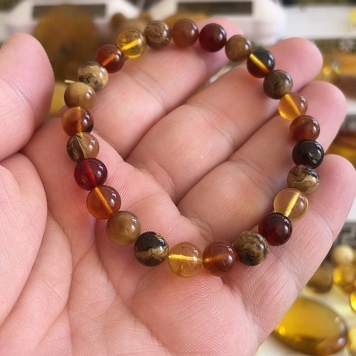 琥珀未镶嵌裸石手串