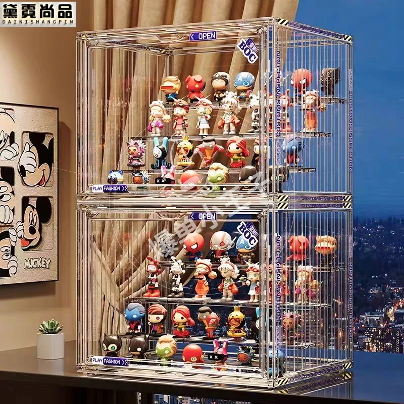亚克力泡泡玛特展示盒透明阶梯展示柜分层展示收纳盒布鲁克展示盒