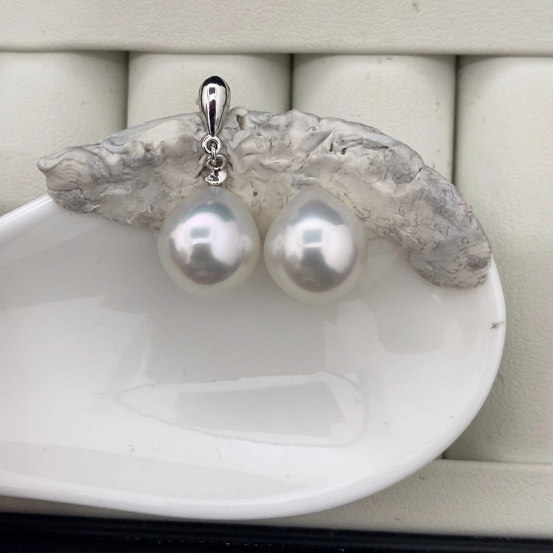 定制海水珍珠未镶嵌裸珠澳白对珠11-12mm（不含配件）