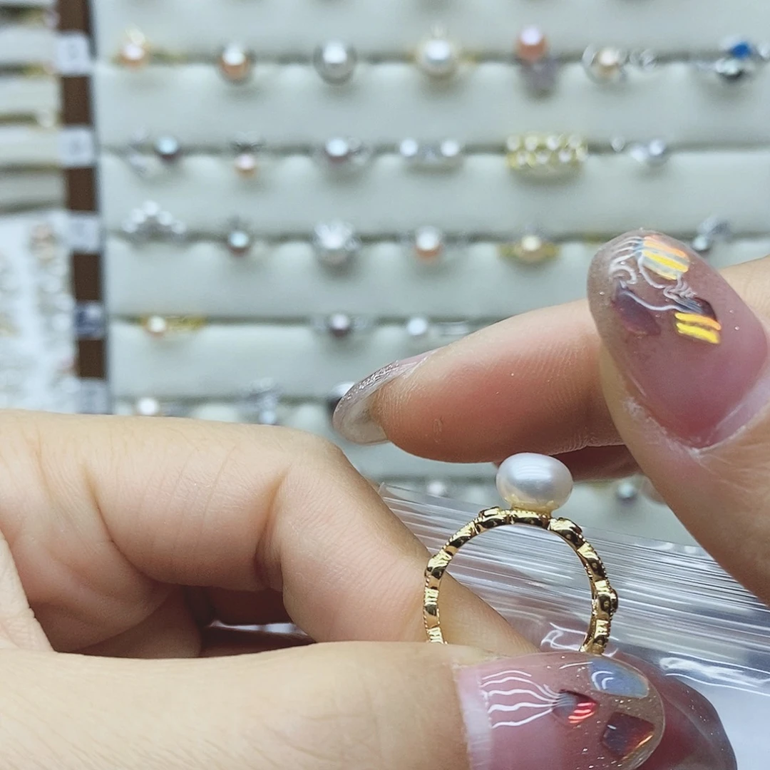 淡水珍珠戒指银S925镶嵌云**舒147