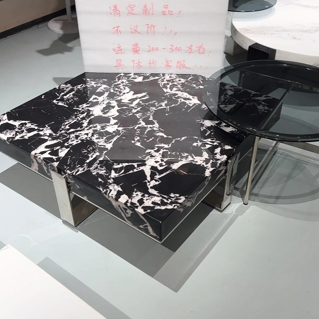 大理石悬浮茶几加圆边几一套 运费自理