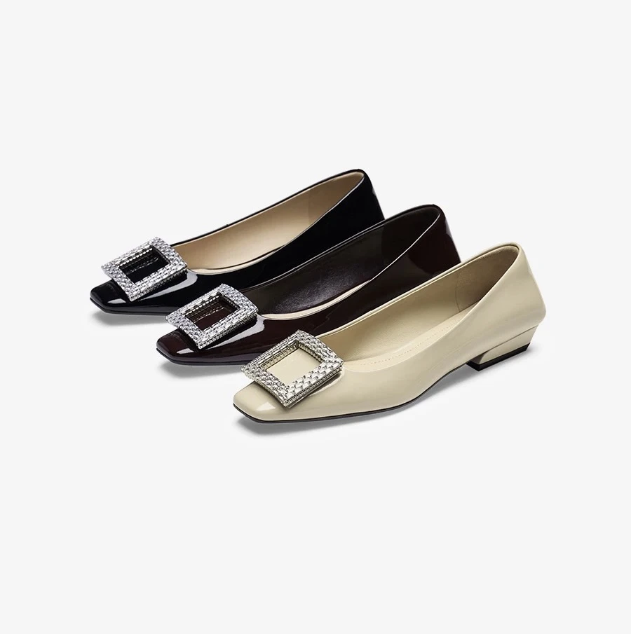 A111 方头方扣百搭平底单鞋 法式气质软底软面 闪耀灵感AAF47