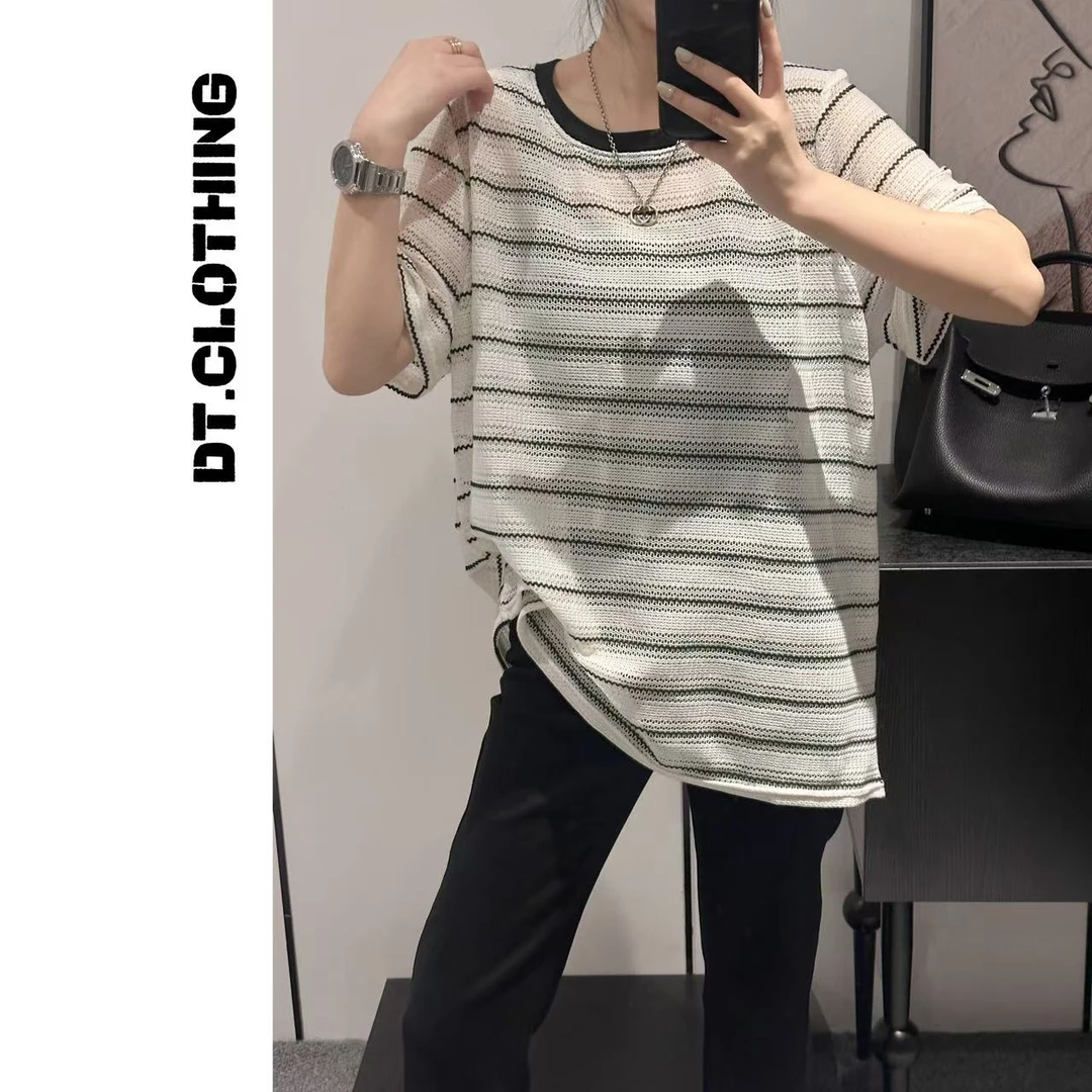 【DT】25夏款超薄立体感简约镂空大版T