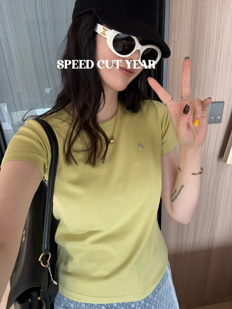 2025夏季新款净版圆领小标短袖t恤衫39037