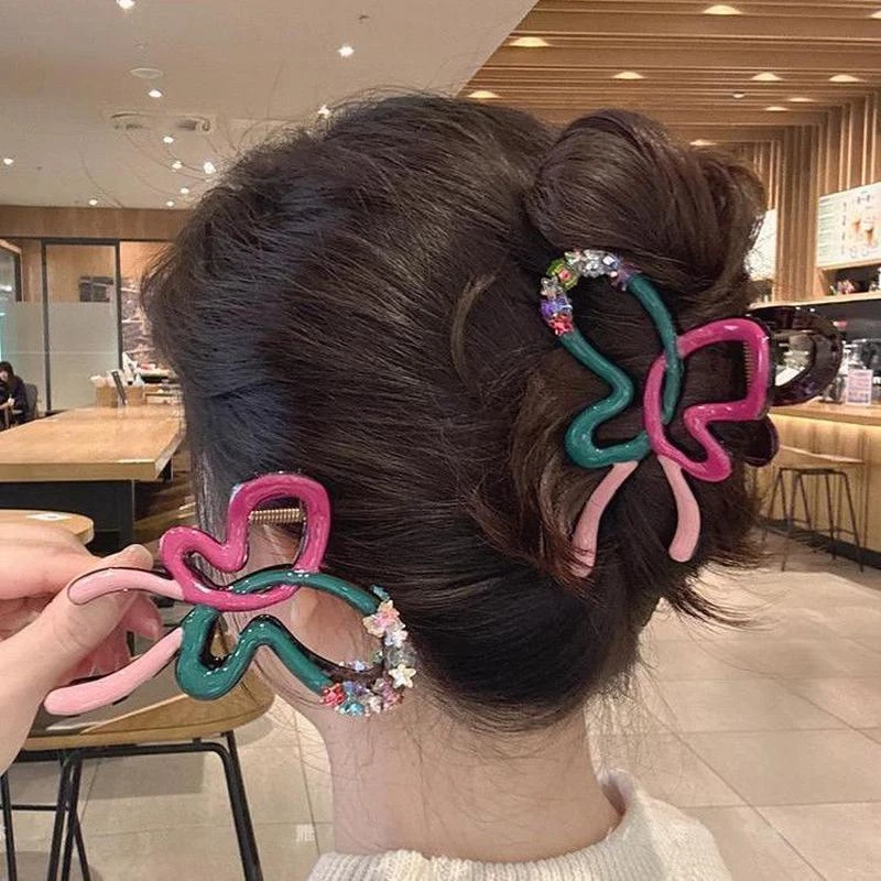蝴蝶结发抓女简约洋气后脑勺盘发夹时尚精致多巴胺水合金