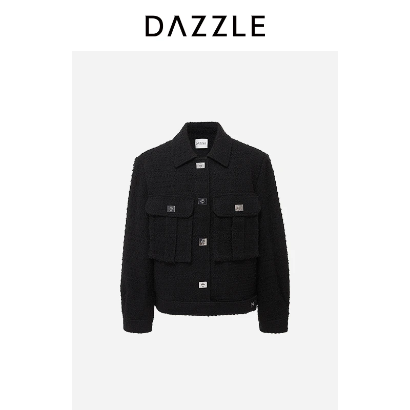 DAZZLE地素装工装风锁扣毛呢外套2H1H2031A