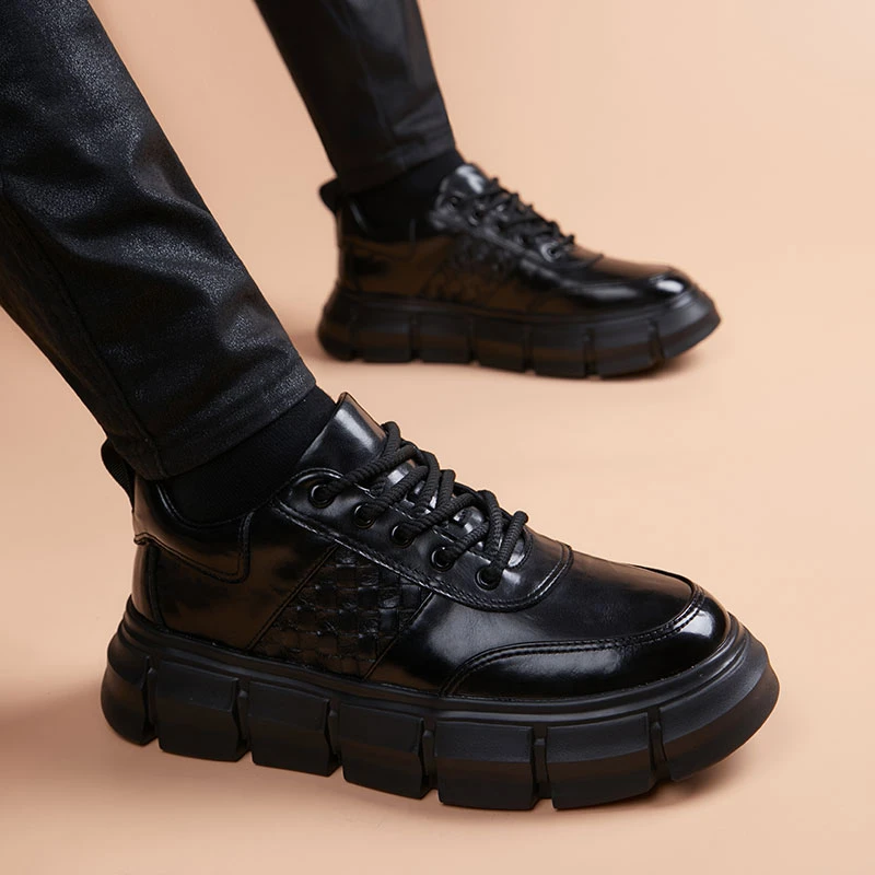 男士皮鞋时尚百搭休闲舒适增高厚底软底潮流英伦风正装男款皮鞋