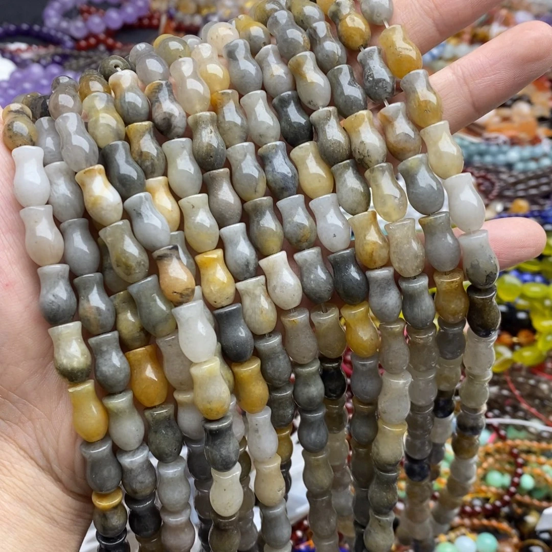 玛瑙/玉髓合金珠宝半成品一条天然8×14灰金丝玉郁金香
