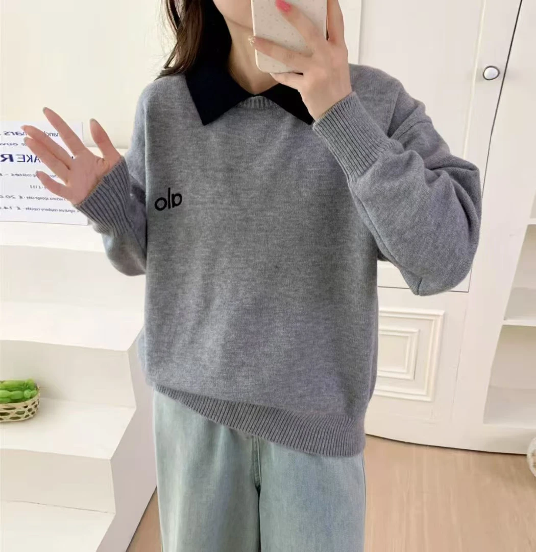 楠哥#2025秋冬新款翻领字母毛衣