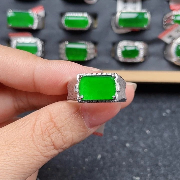 翡翠银S925镶嵌戒指编号3973没运费险