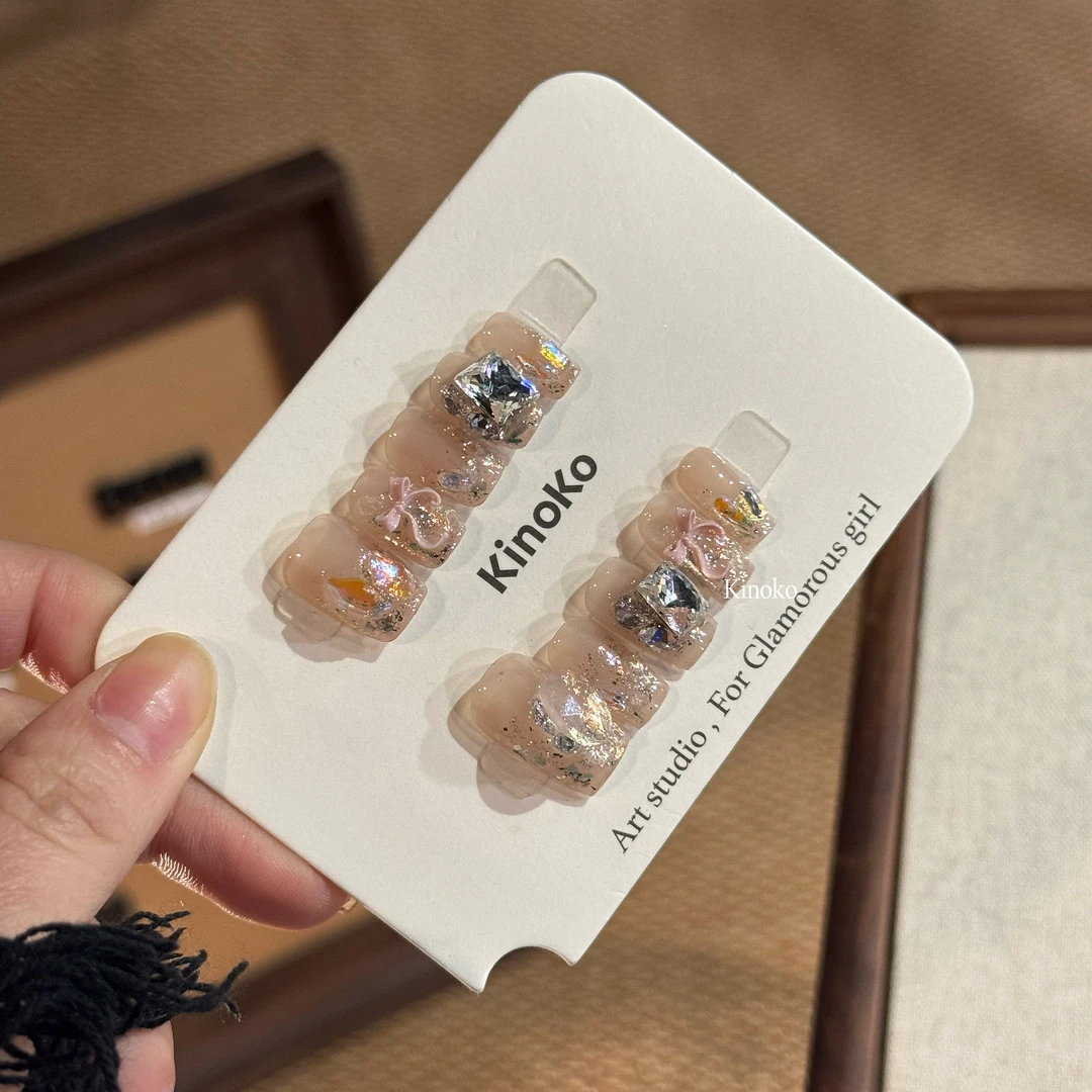 【镭射狙击】氛围感超亮蝴蝶结细闪穿戴甲