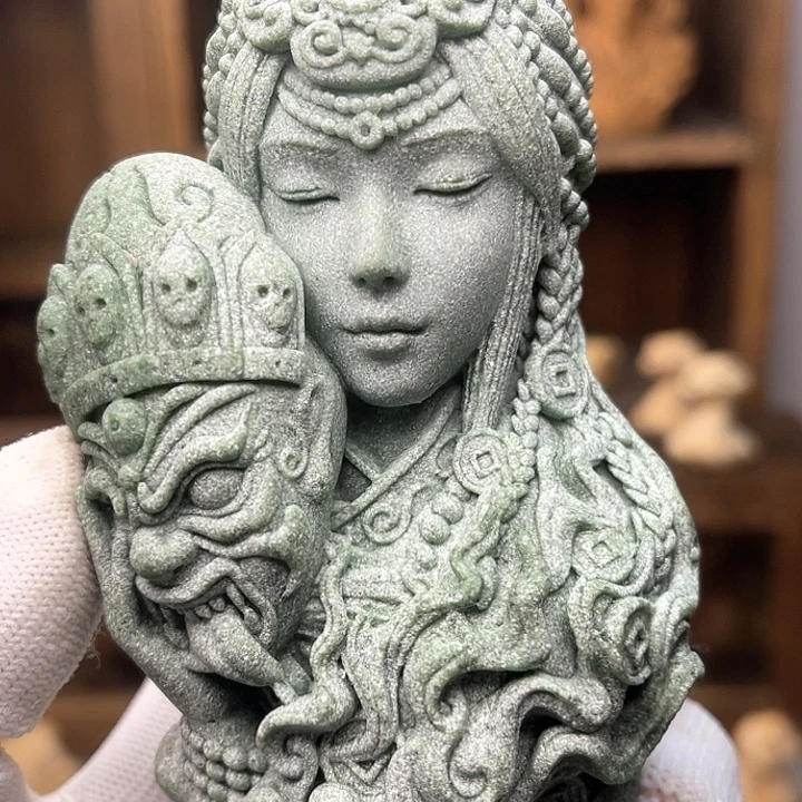 木青砂石拉吉拉姆十二公分摆件