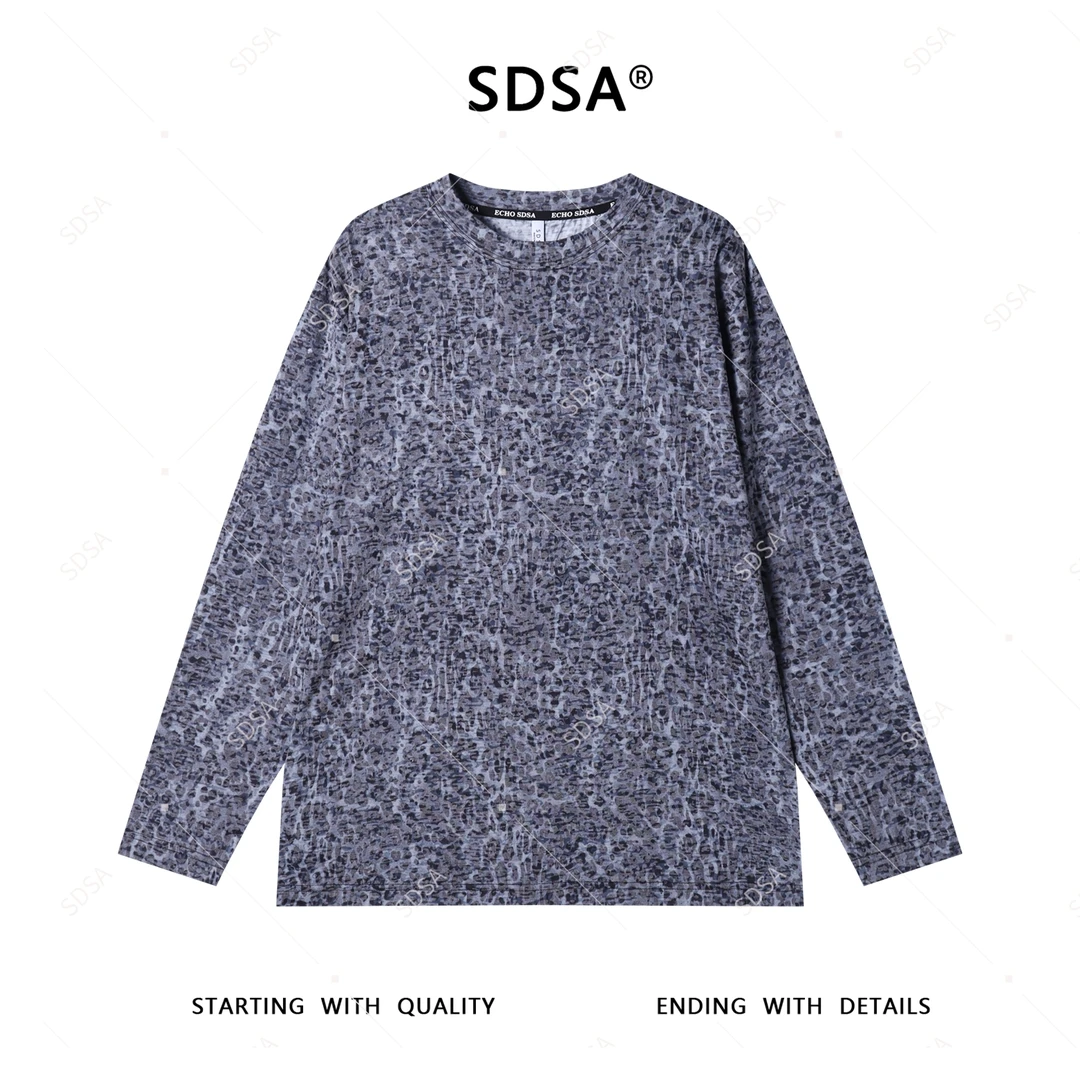 SDSA夏季新款男士痞帅撞色简约休闲圆领长袖T恤百搭时尚设计师