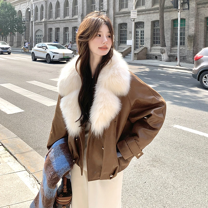 皮毛一体羽绒服女爆款2025新款正品显瘦90白鸭绒大气保暖网红外套