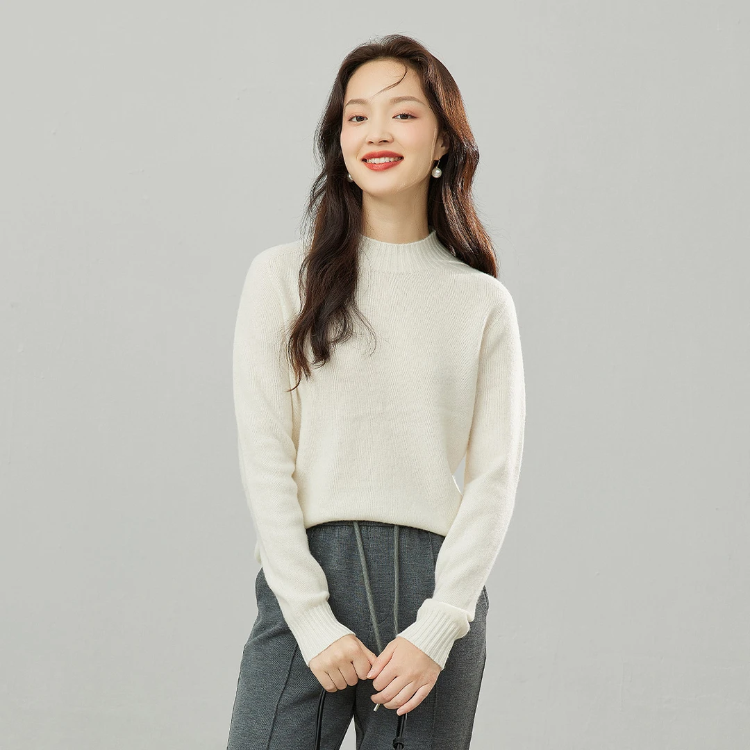 【臻臻专属】朗文斯汀时尚纯色半高领毛针织衫LDYZ25102027B
