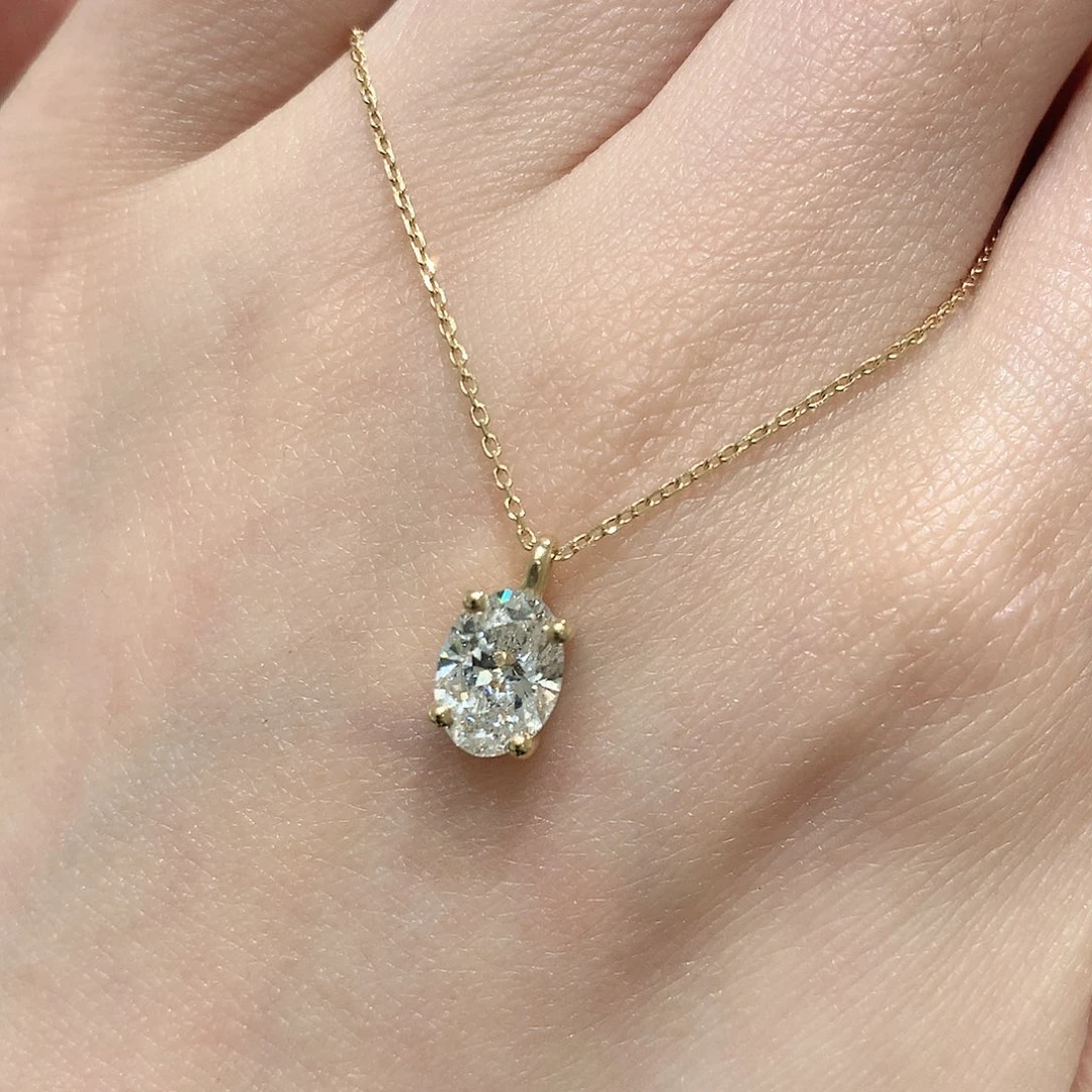 颈饰实验室培育钻石18K金镶嵌